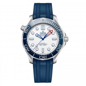 Omega seamaster diver americas cup 300m 42mm mens watch white rubber strap O21032422004002