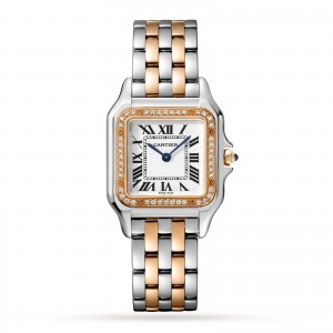 Cartier montre panthère de cartier modèle moyen mouvement à quartz or rose acier diamants W3PN0007