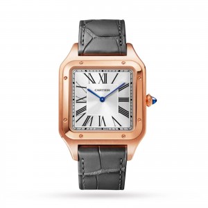 Cartier montre santos-dumont modèle extra-large bracelet cuir or rose WGSA0032